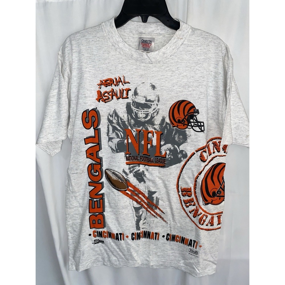Vintage 1991 Salem Sportswear Cincinnati Bengals Aerial Assault T Shirt Large
